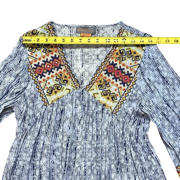 Anthropologie Bhanuni by Jyoti Womens Linne Embroidered Beaded Blue Dress Medium - Picture 5 of 13